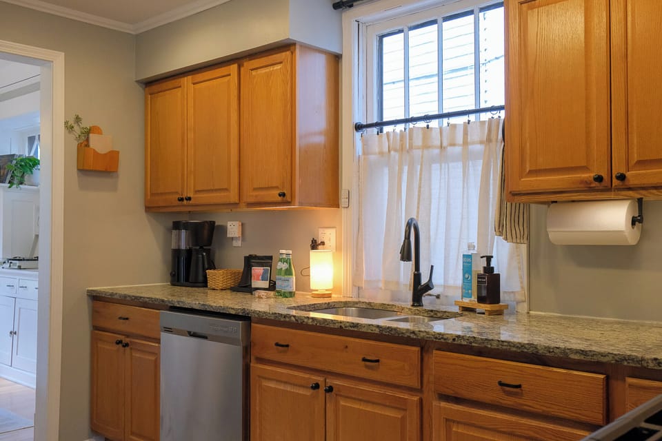 Enjoy locally roasted coffee beans, plus a grinder, drip coffee maker, pour-over kettle, milk frother, and steamer for everything from a simple morning cup to a homemade latte.