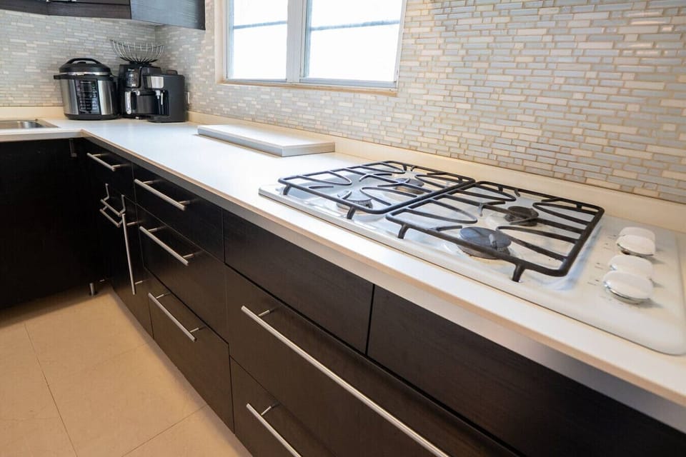 Bright kitchen details with sleek finishes and natural light
