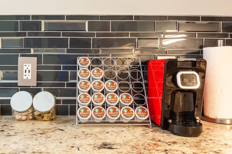 Keurig Coffee including pods for the length of your stay. 