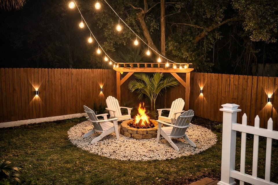 Gazebo with gas fire pit