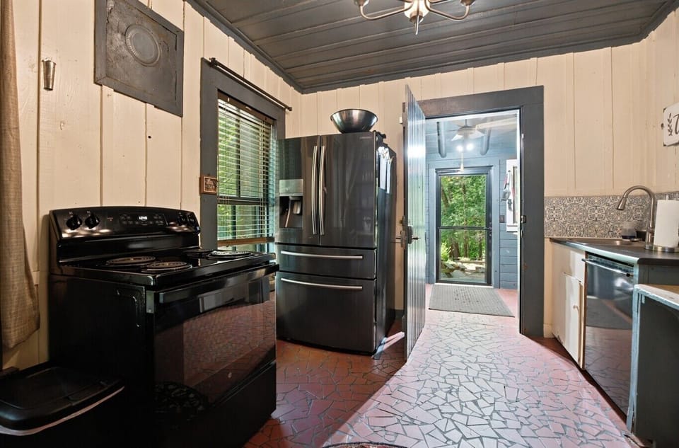 Main House Kitchen | French Door Refrigerator | Mosaic Tile Floors & Exterior Access