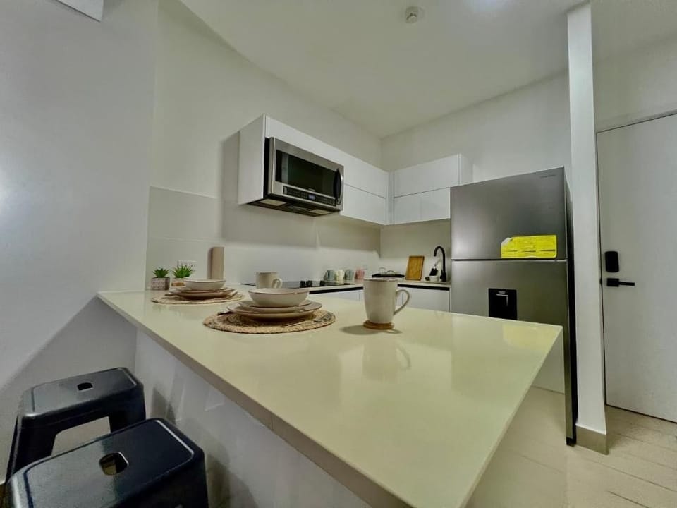 Premium Apartment, City View | Private kitchen | Coffee/tea maker, full-size fridge, microwave, oven
