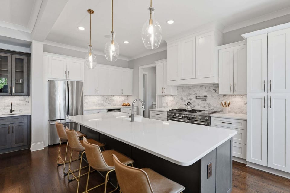 The fully stocked updated kitchen is the perfect location to prep all your group meals.