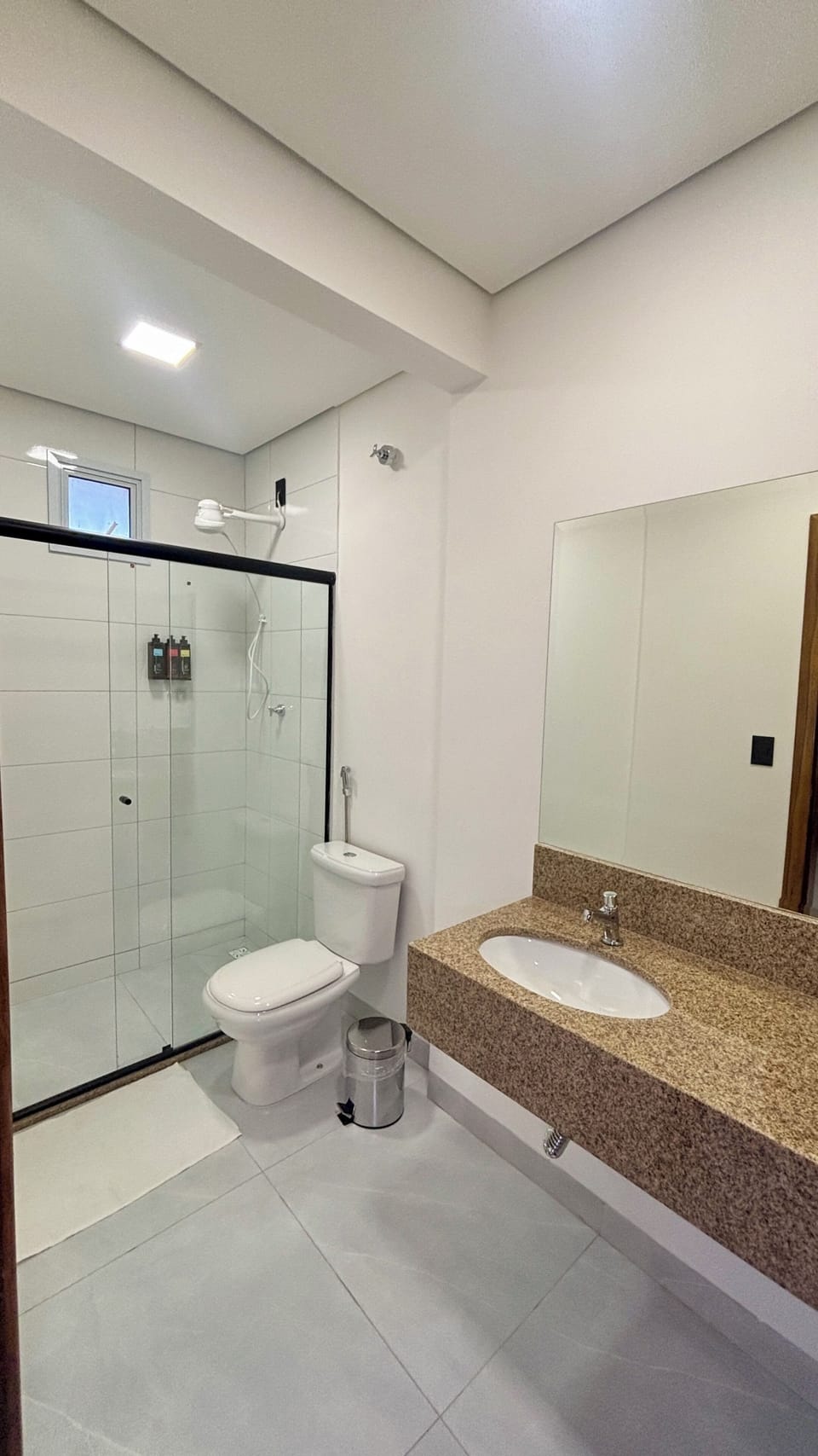 Shower, towels, soap, shampoo