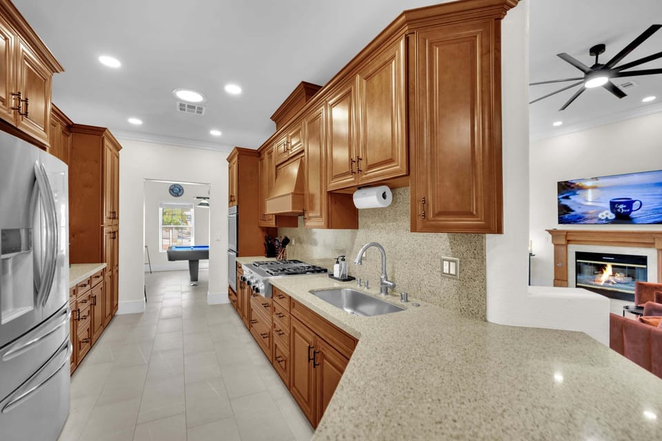 Fully equipped with everything needed for quick meals or full family dinners.