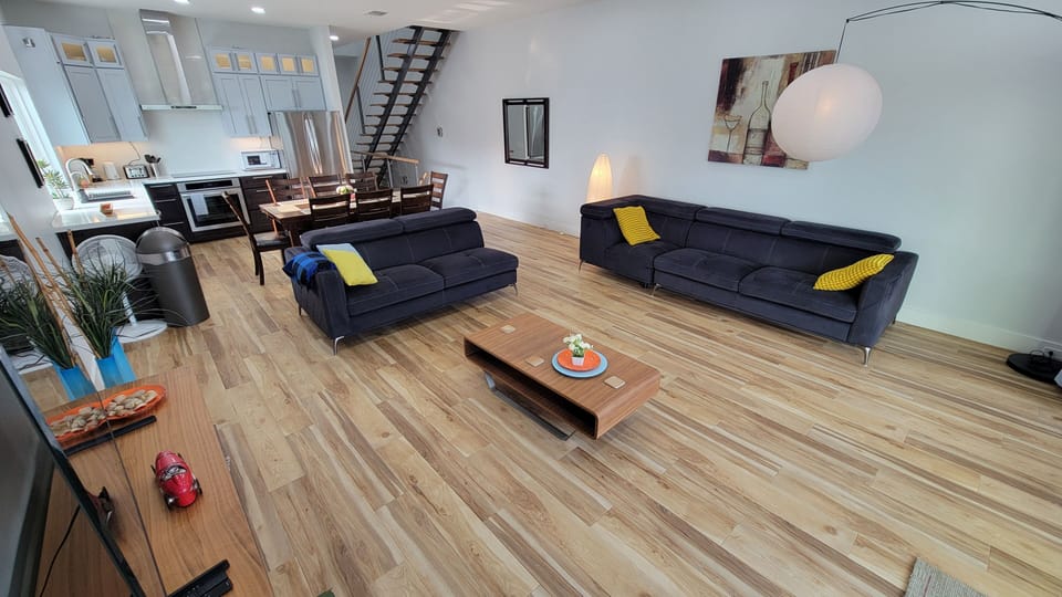 Living room, Kitchen, Staircase, hallway.