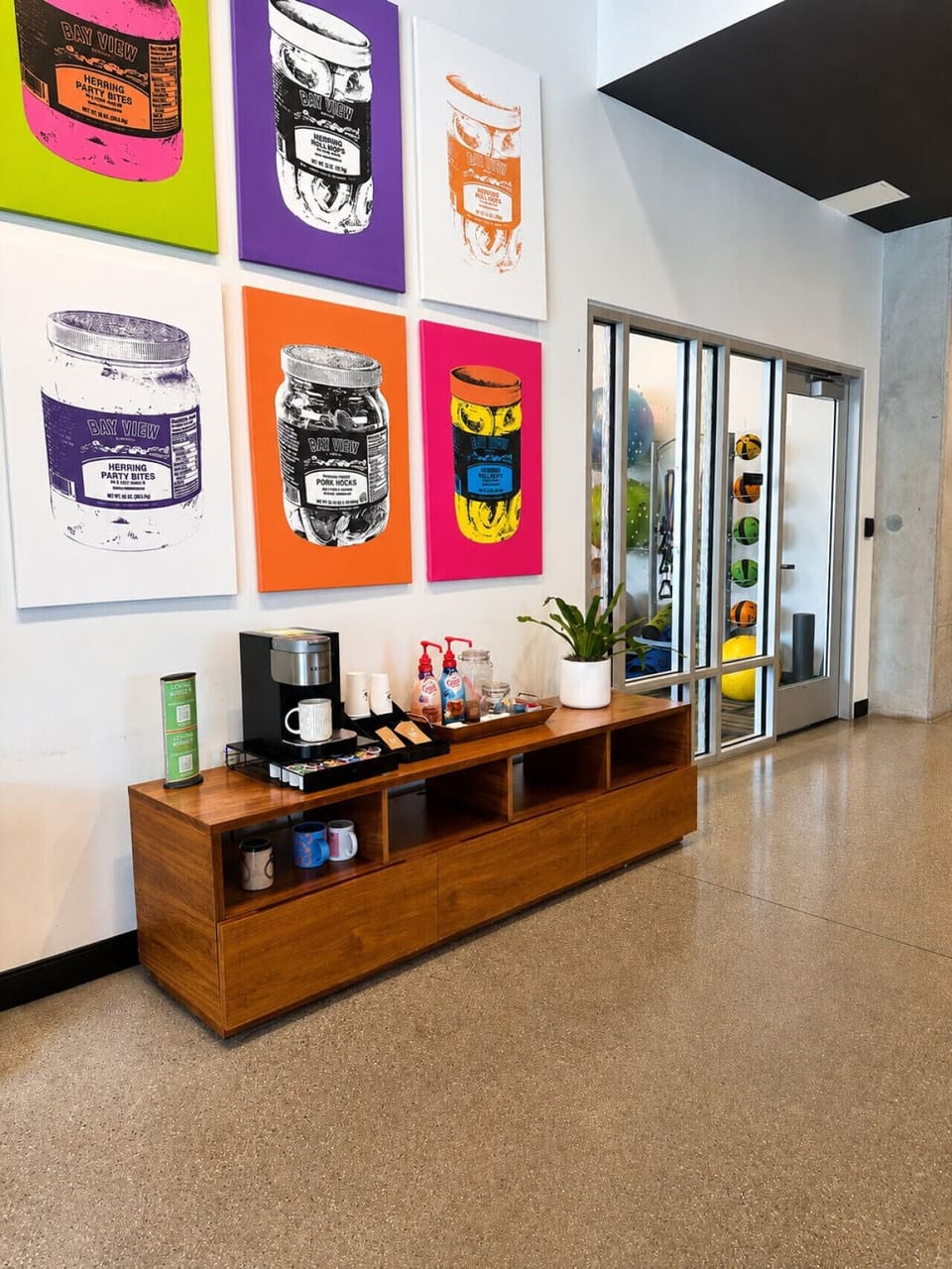 Enjoy free coffee in the building`s amenity space
