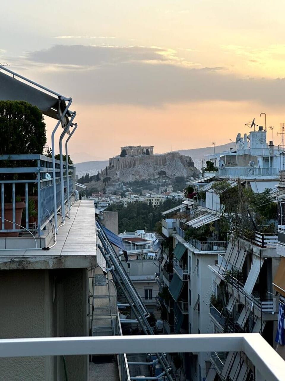 View of the Parthenon from the living room balcony