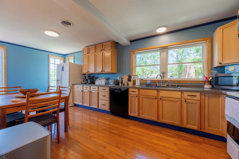Spacious kitchen with plenty of cabinet space.