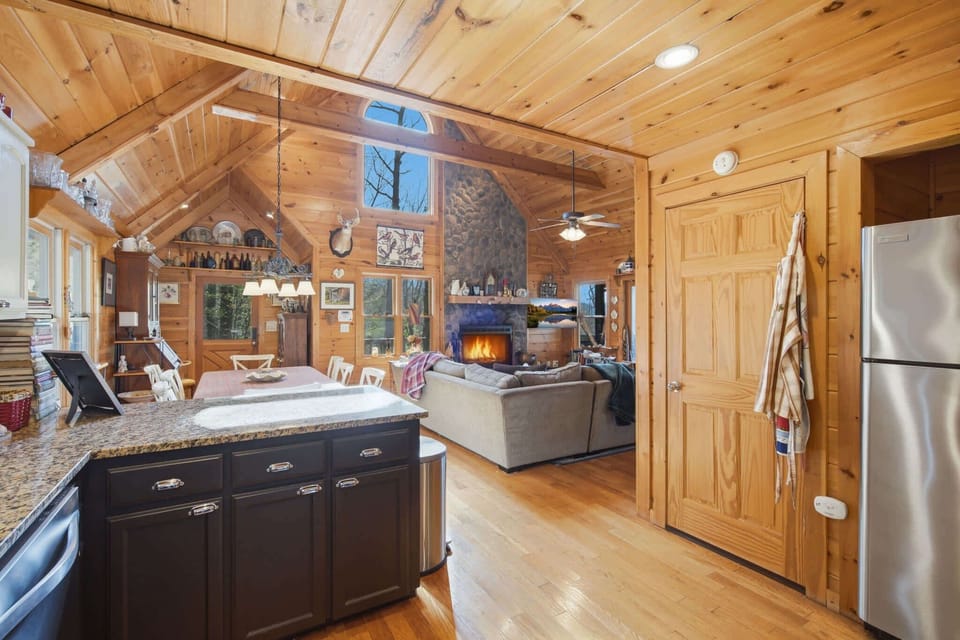 The open kitchen offers ample space & all the comforts of home​