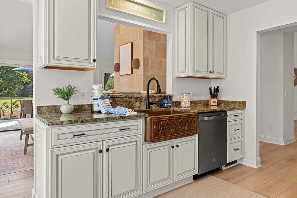 Updated kitchen with granite countertops and stainless appliances