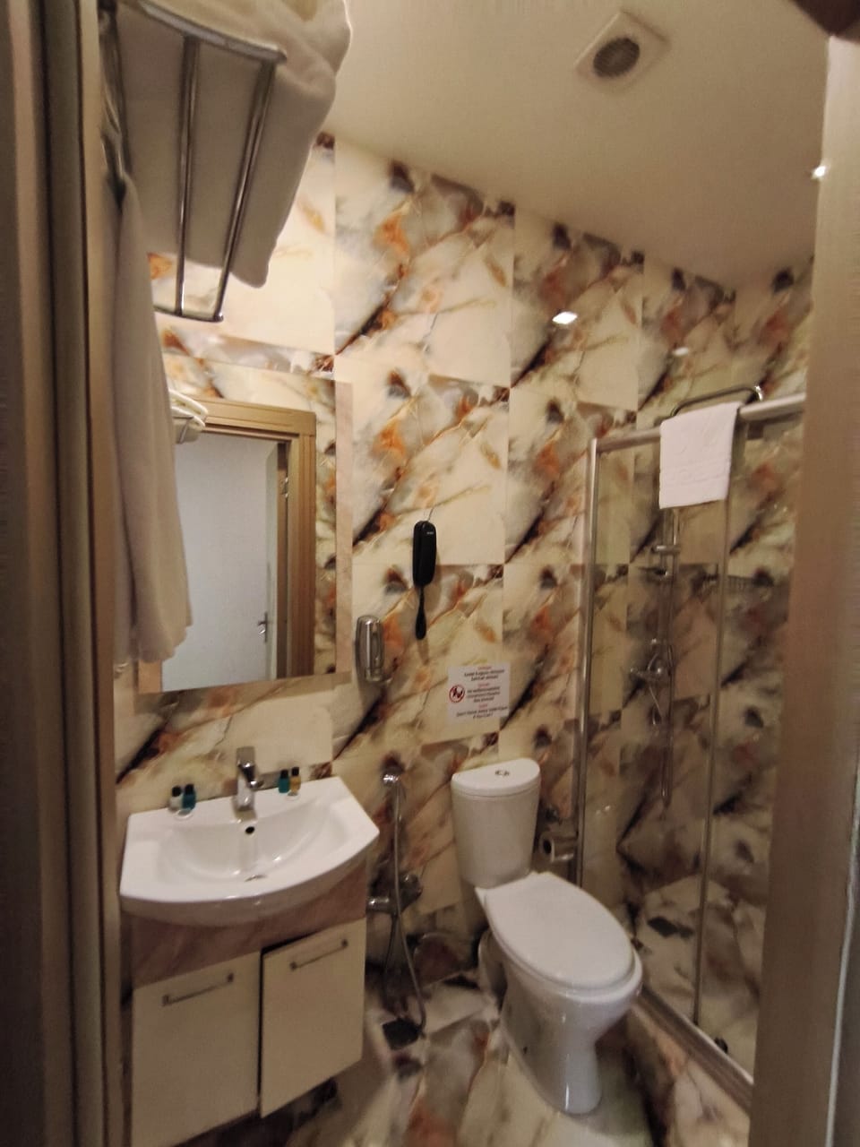 Shower, free toiletries, hair dryer, bathrobes