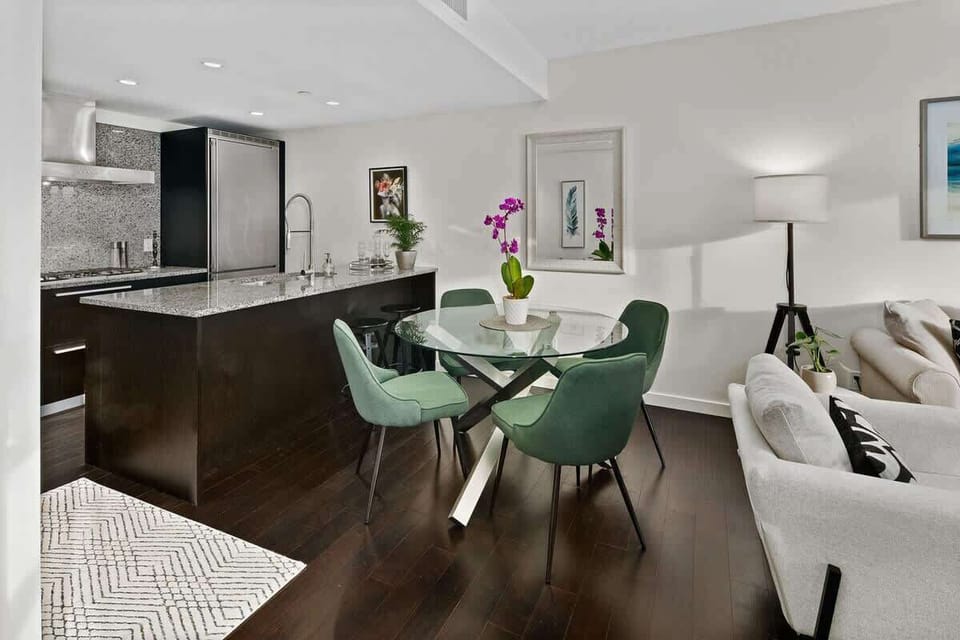 Round glass dining table