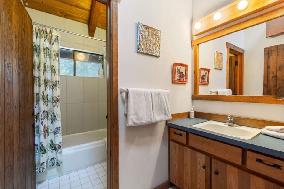 Clean, updated bathroom with fresh linens