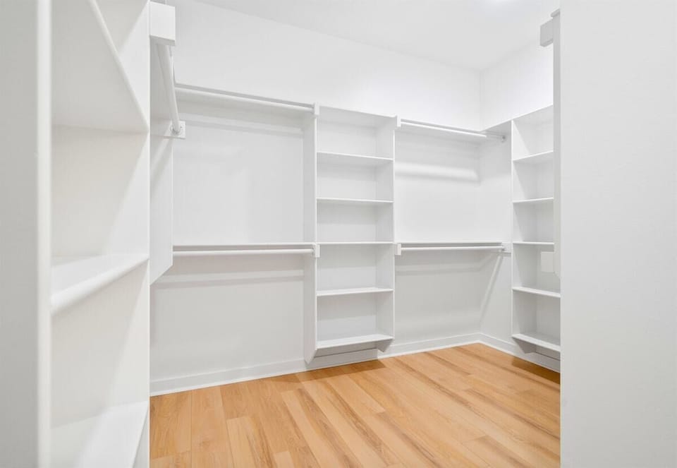 Closet space allows you to unpack and settle in comfortably.