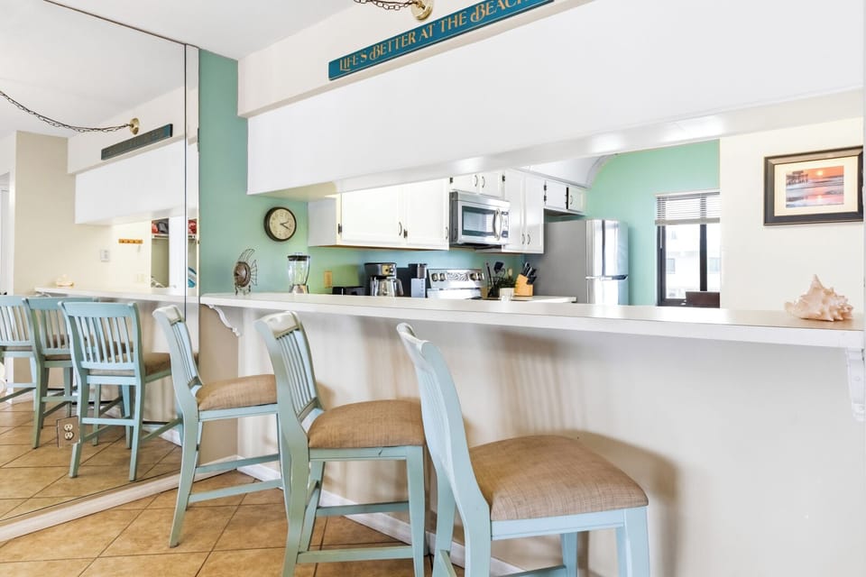Breakfast bar seats three