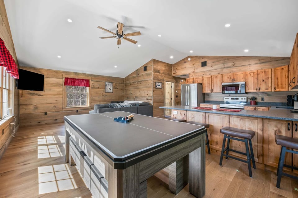 Pool table in apartment over the garage