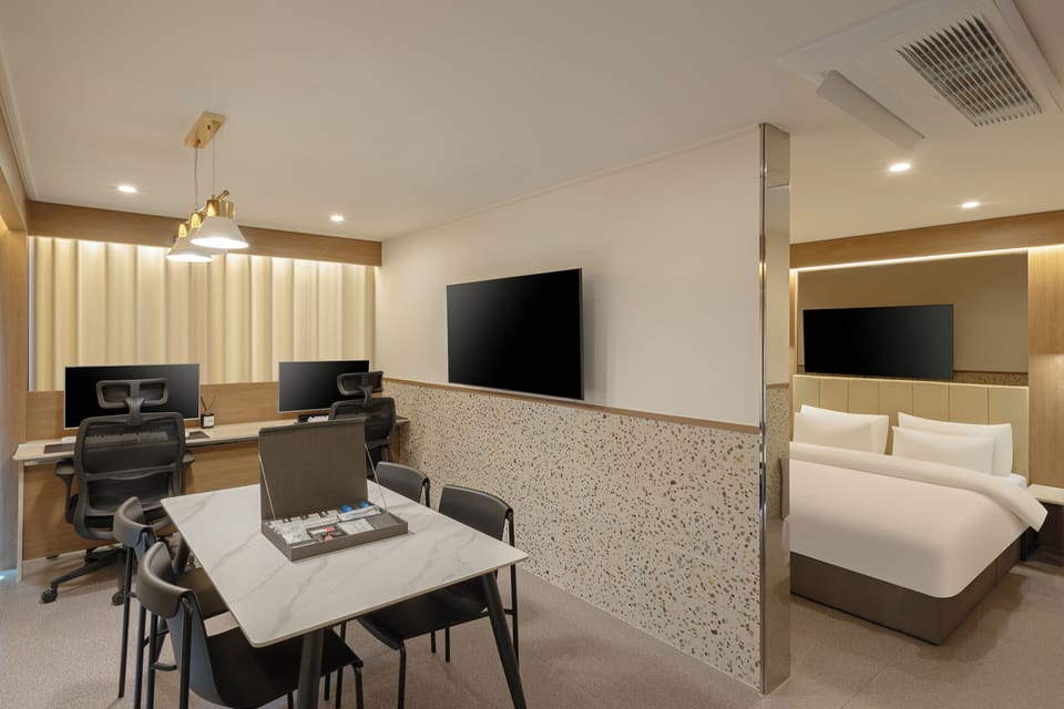 Family Room, City View | Living area | 70-inch LED TV with cable channels, Netflix, computer