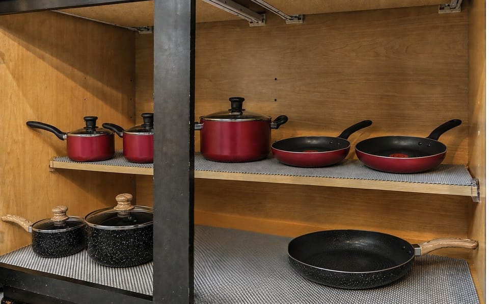 Frying pans and sauce pans for cooking your meals.