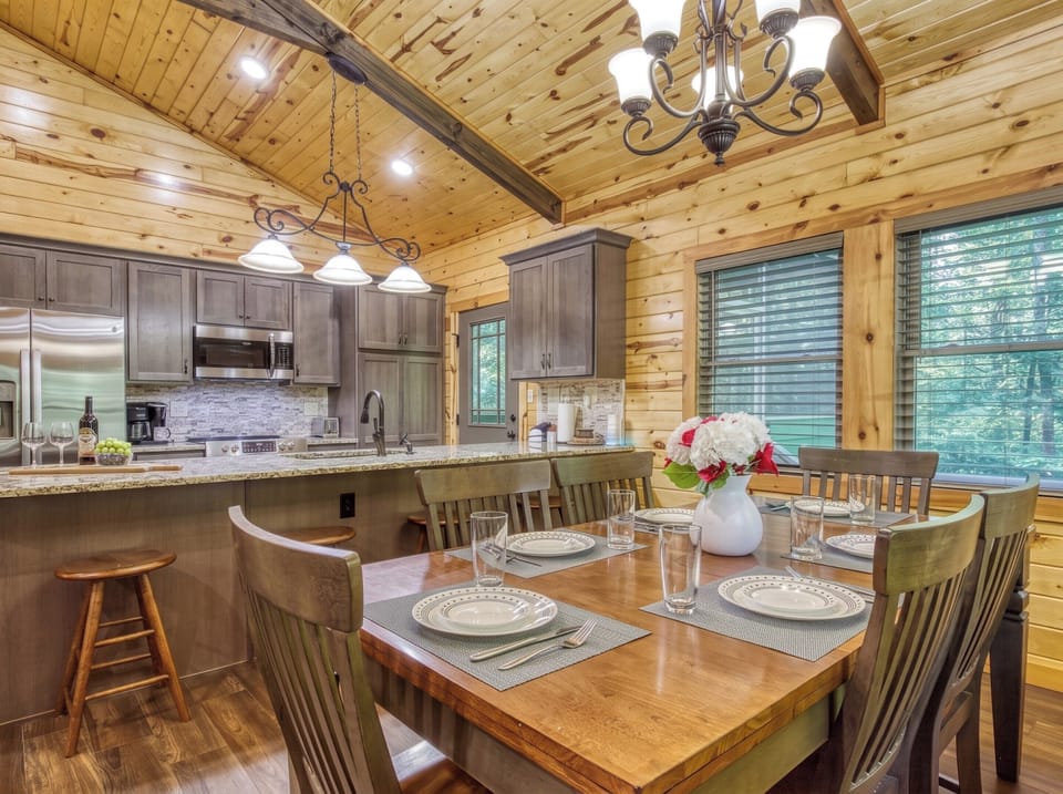 Fine dining in the spacious dining room with room for up to 10 to eat together. 