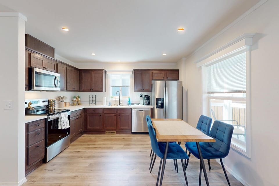 Well-maintained, spacious kitchen with a clean layout