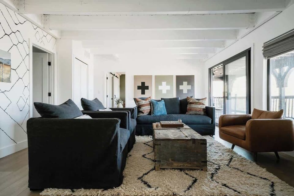 This living room is located on the lower level.