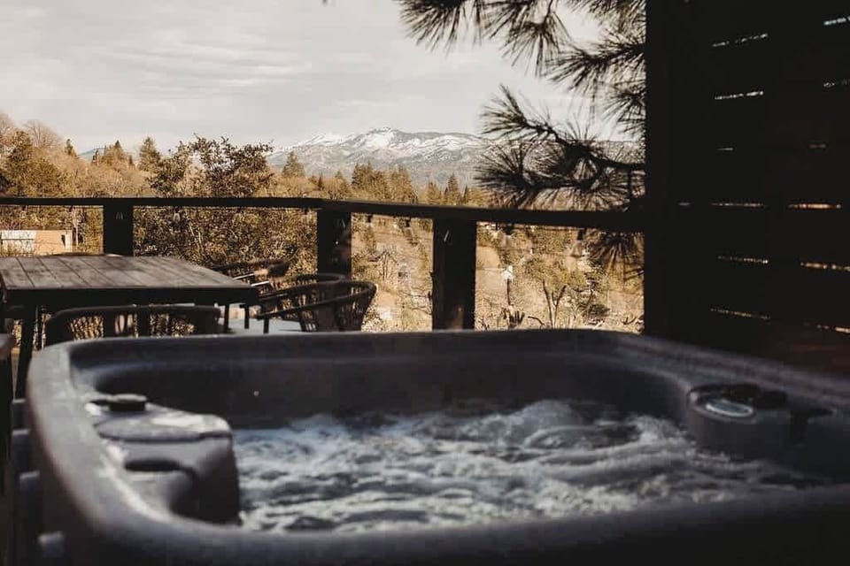 Hot tub located on the upper deck.
