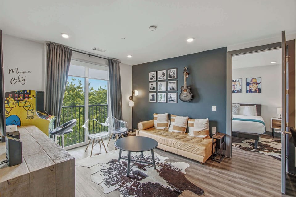 Living Room Retreat, bright space with chic decor and vibrant views, perfect for unwinding after adventures!