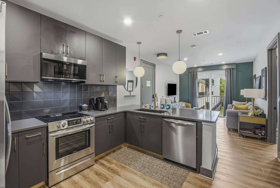 Modern Kitchen, whip up delicious meals in this sleek, fully-equipped space with stylish decor!