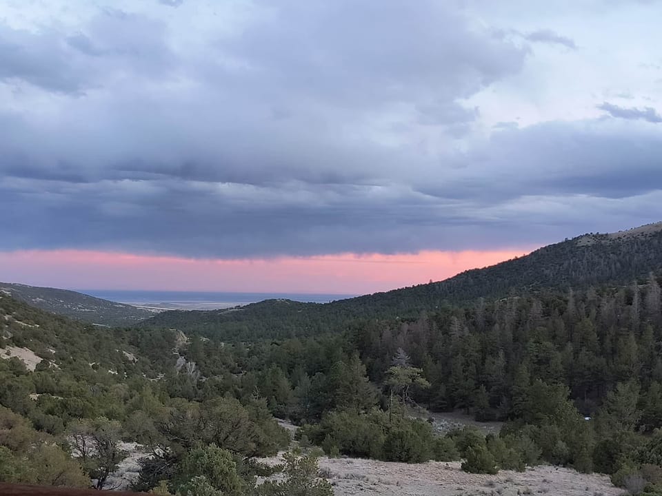 Stunning Sunset views over the surrounding mountains and valley