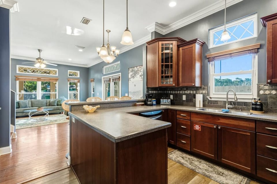 Spacious kitchen with island seating