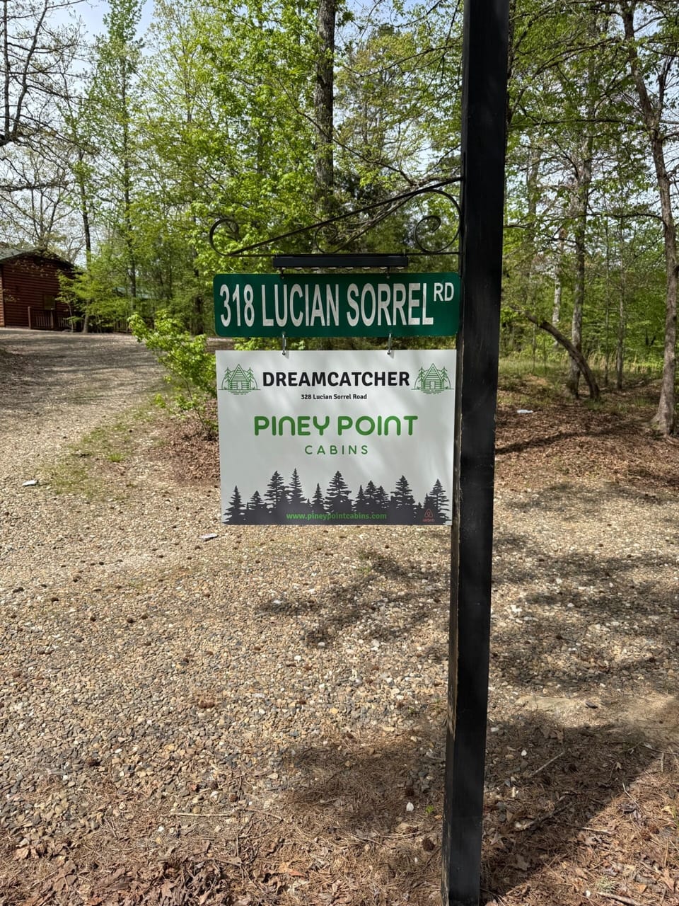 Piney Point Cabins entrance sign
