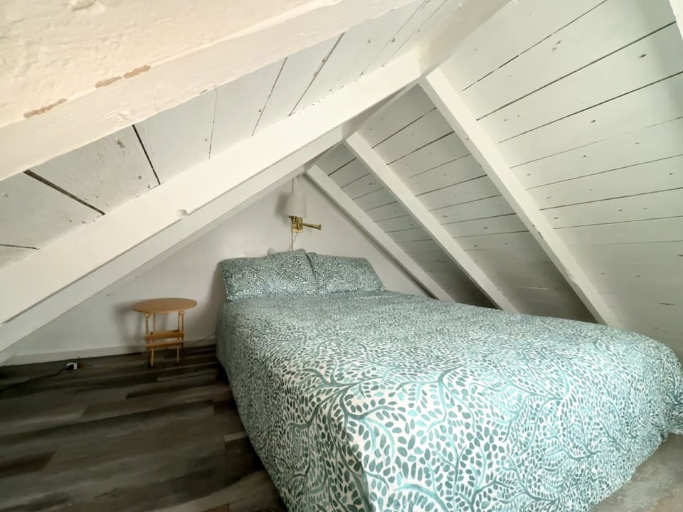 Bedroom 1 (Main Bed – Sloped Ceiling)