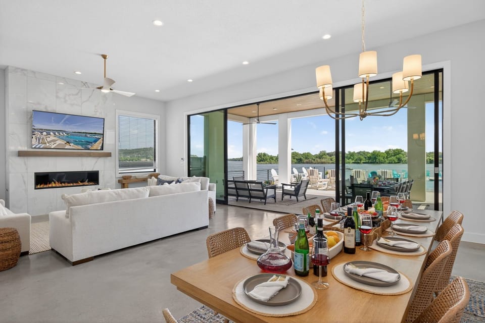 Open Concept Living & Dining with Wall-to-Wall Lake Views