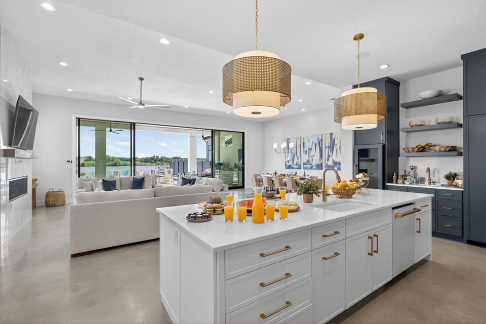Open Kitchen with Entertaining Island & Wet Bar Area