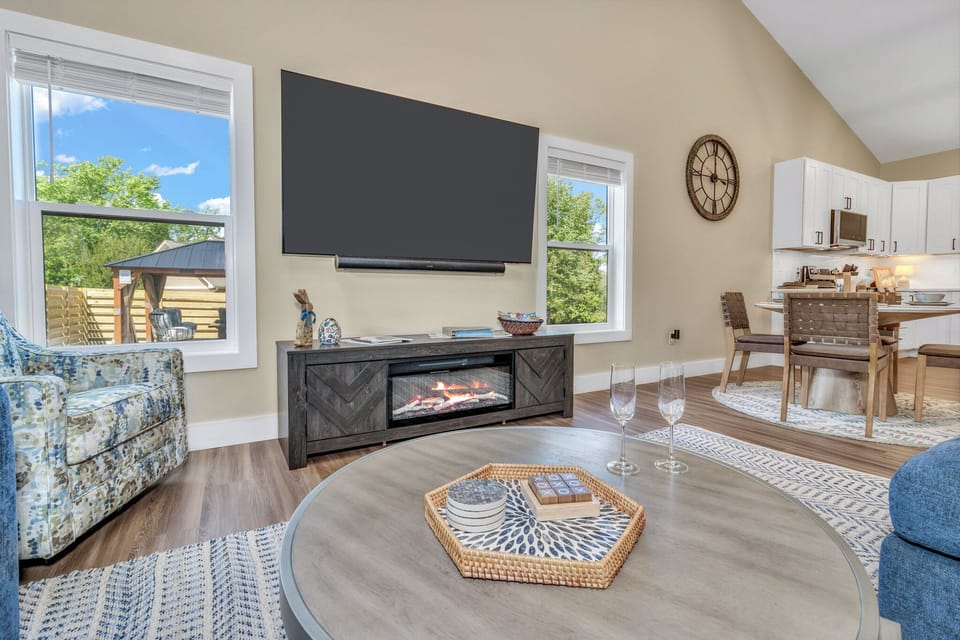 Large Smart TV and Electric Fireplace heater