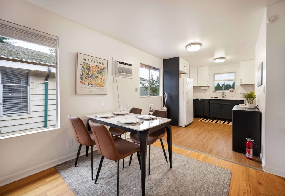 Spacious dining area next to the kitchen—ideal for shared meals.