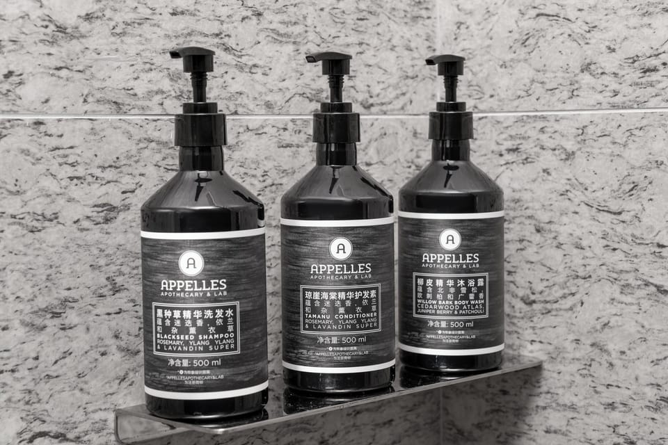Shower, free toiletries, hair dryer, bathrobes