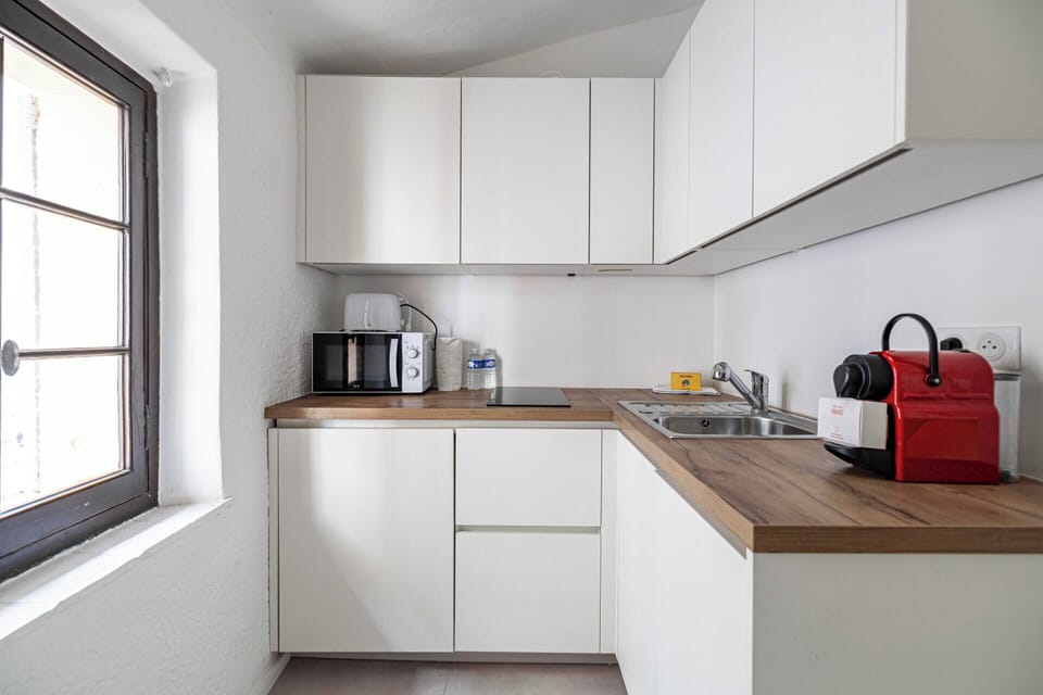 Apartment | Private kitchen | Coffee/tea maker, fridge, microwave, stovetop