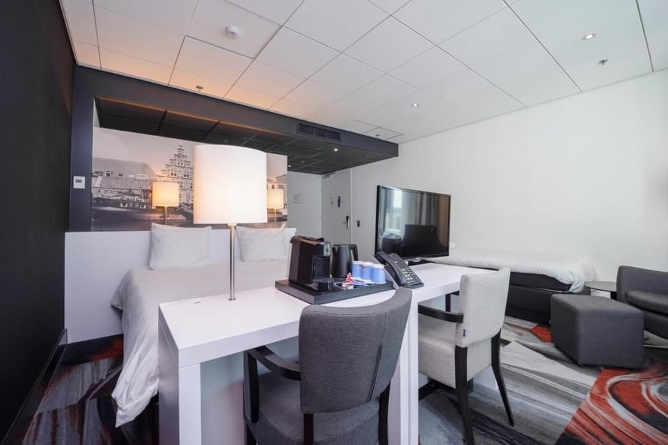 Settle in with lounge seating and entertainment after exploring.