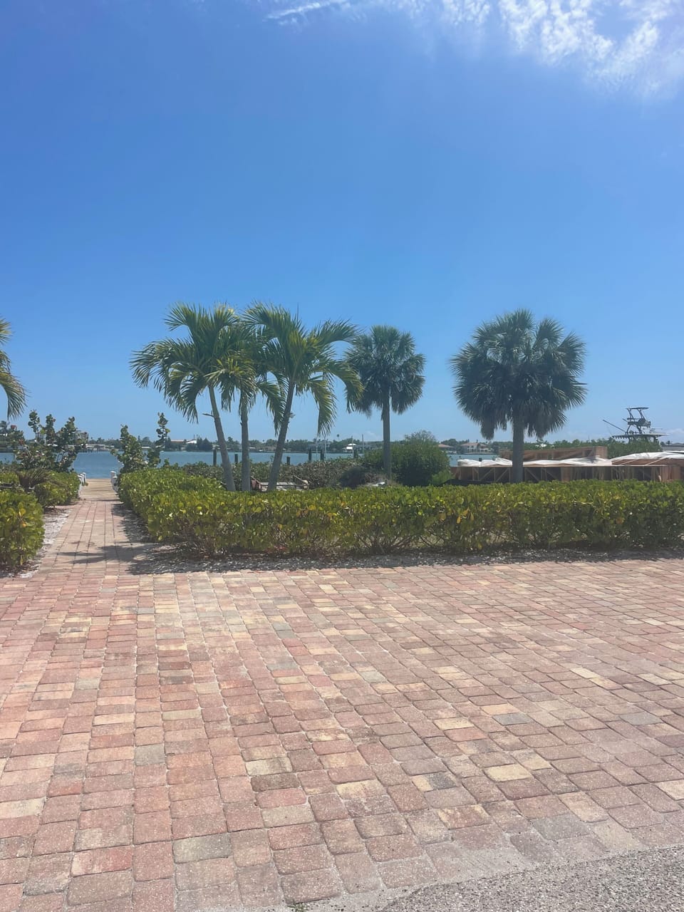 Parking area in front of the bay