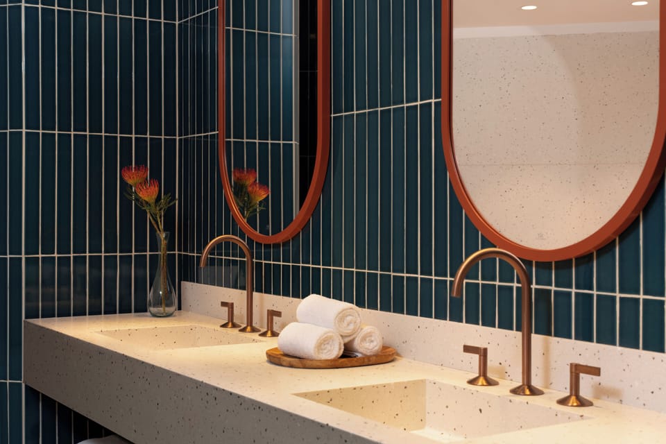 Rainfall showerhead, hair dryer, bathrobes, slippers