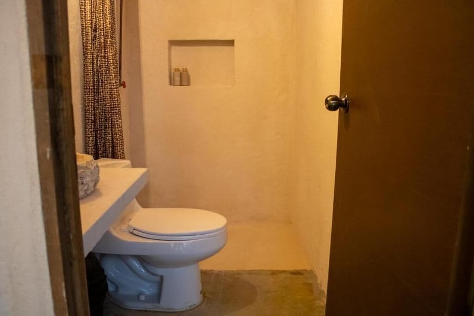 Shower, towels, soap, shampoo
