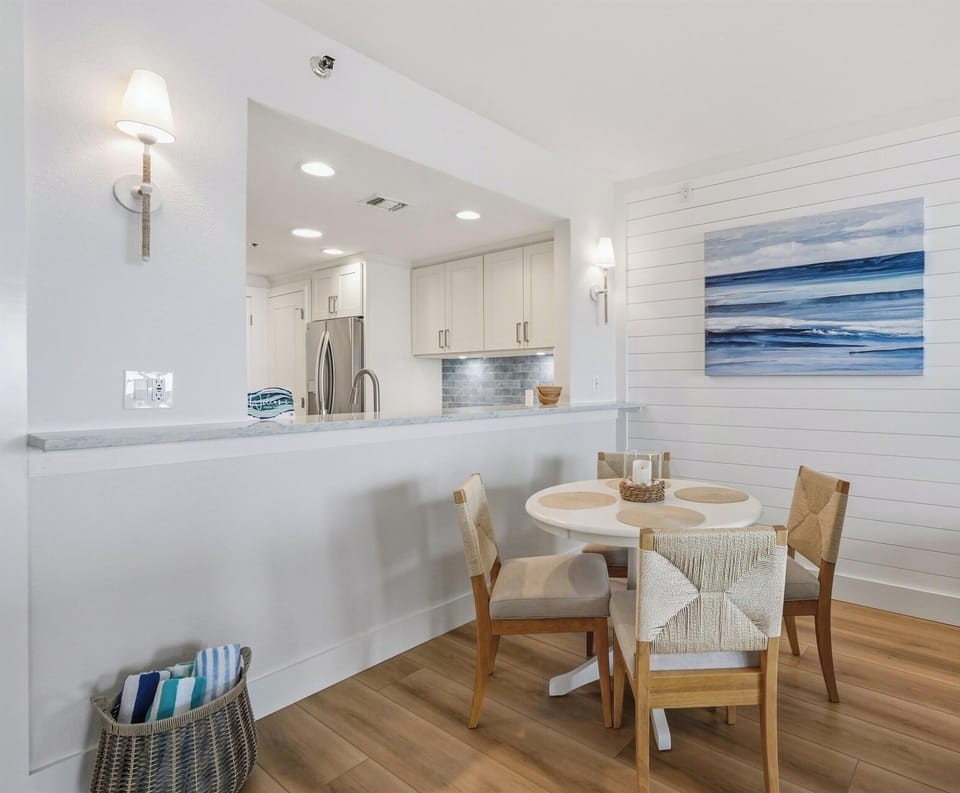 Dining nook with coastal accents