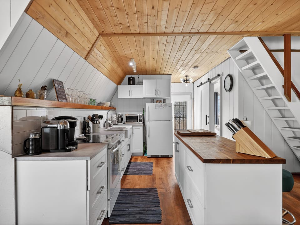 Fully equipped galley kitchen with everything you need to cook and gather