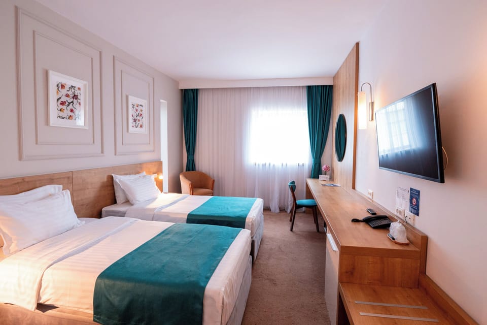 Twin Room | Minibar, in-room safe, desk, iron/ironing board