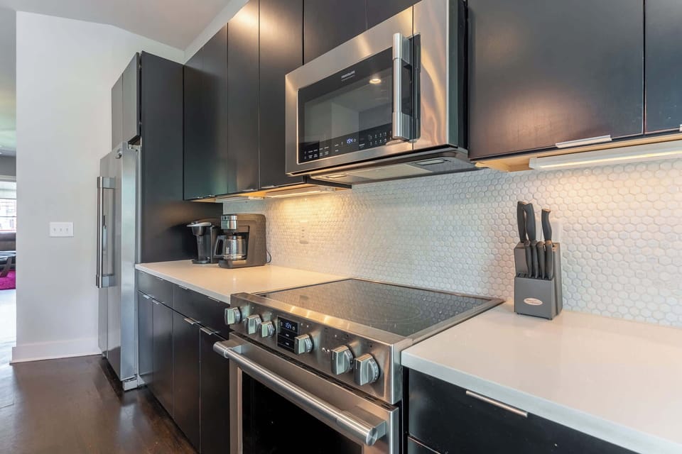 Modern kitchen featuring sleek finishes and ample counter space