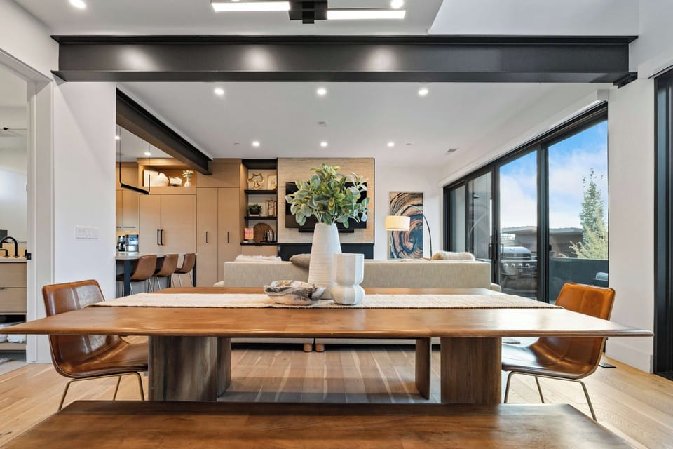 Dining table seats eight
