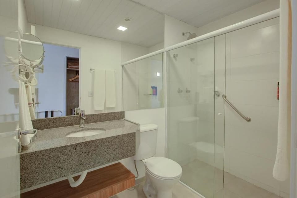 Shower, towels, soap, shampoo