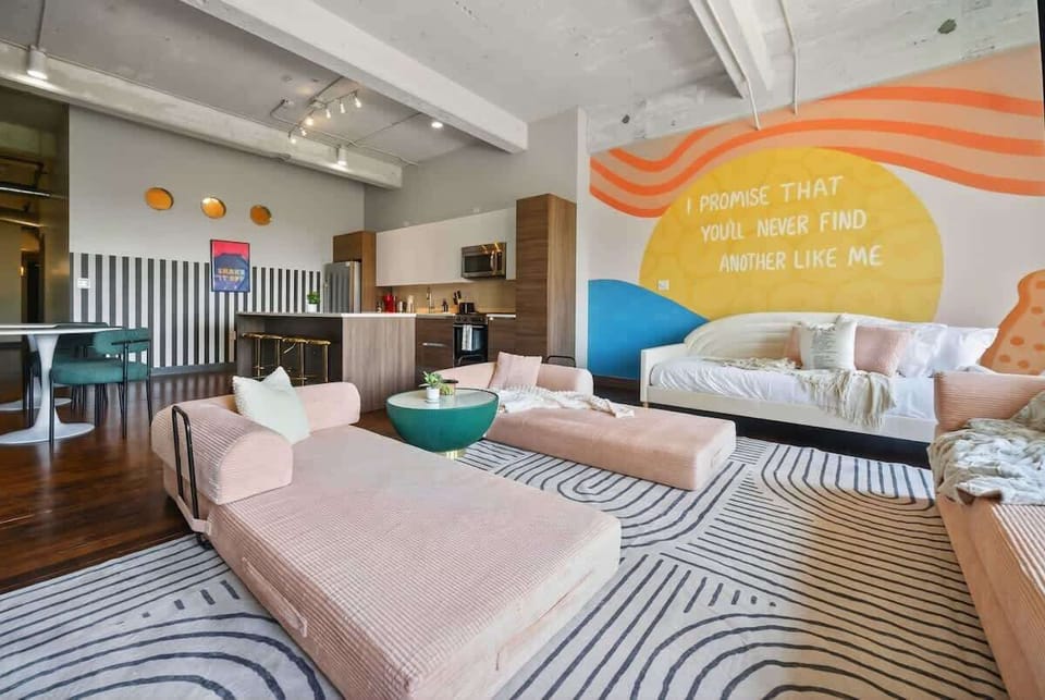 Stretch out on these dreamy pink daybeds — comfort meets chic.